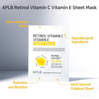 Retinol Vitamin C &amp;amp; E Sheet Mask [25ml]