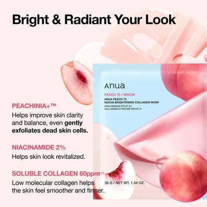 Peach 70 Niacin Brightening Collagen Mask [34g]